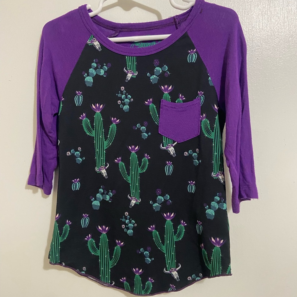 Cowgirl Tuff Purple and Black Long Sleeve Tee Casual